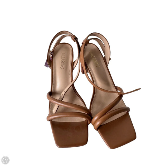 Sandals Heels Block By Clothes Mentor In Tan, Size: 8.5