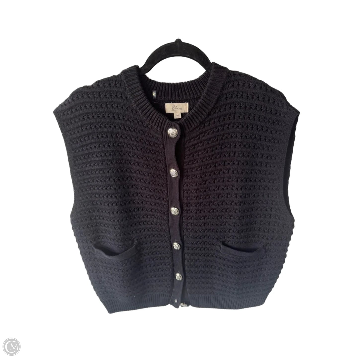 Vest Sweater By Elan In Black, Size: M