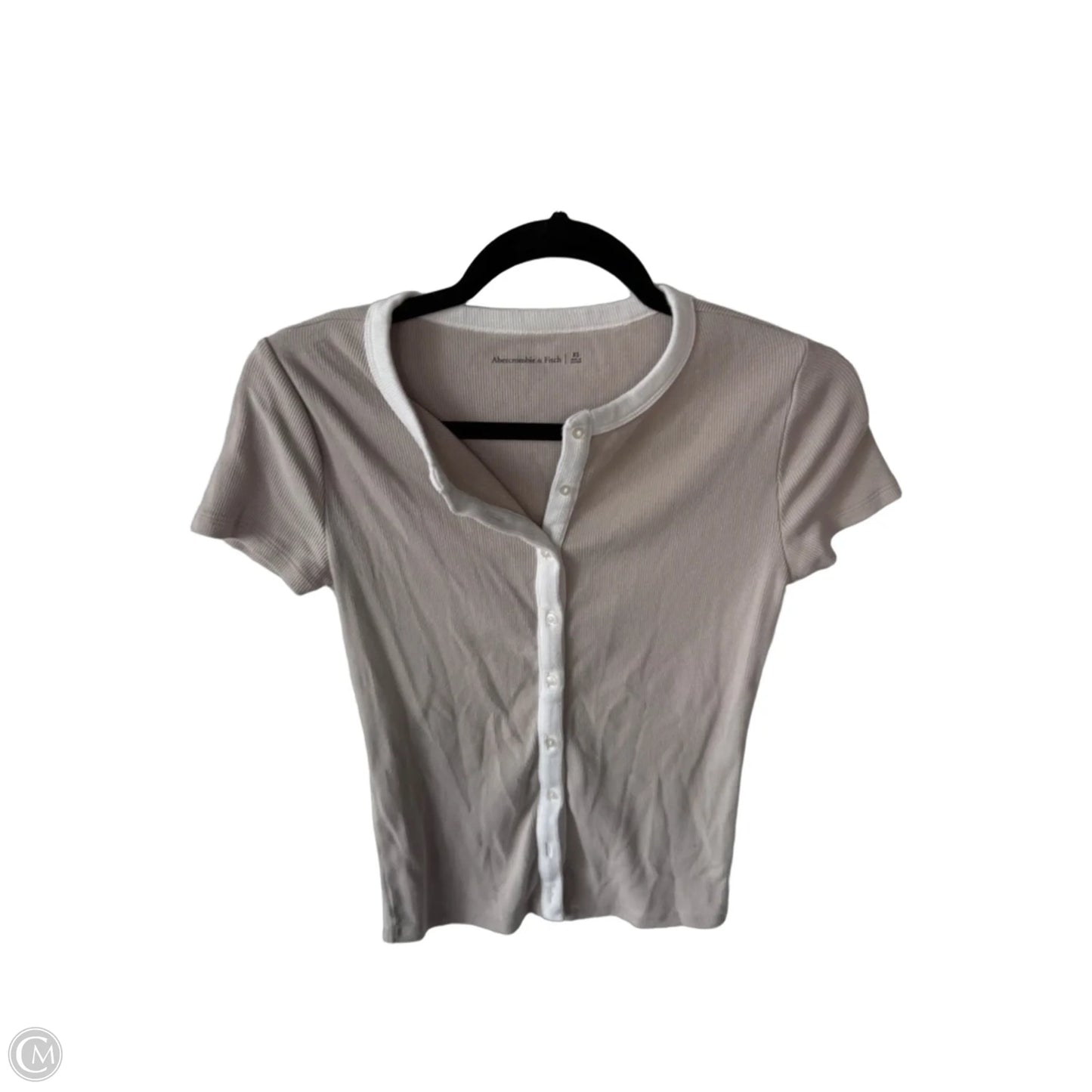 Top Short Sleeve By Abercrombie And Fitch In Tan & White, Size: Xs