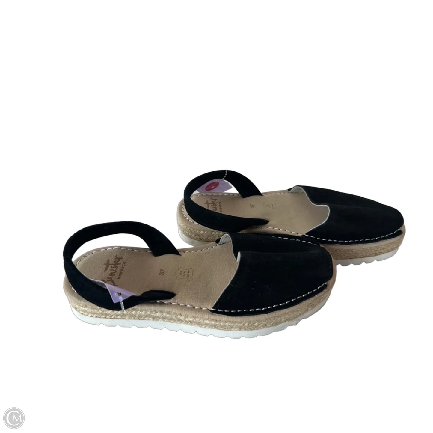 Sandals Flats By Clothes Mentor In Black & Tan, Size: 6.5