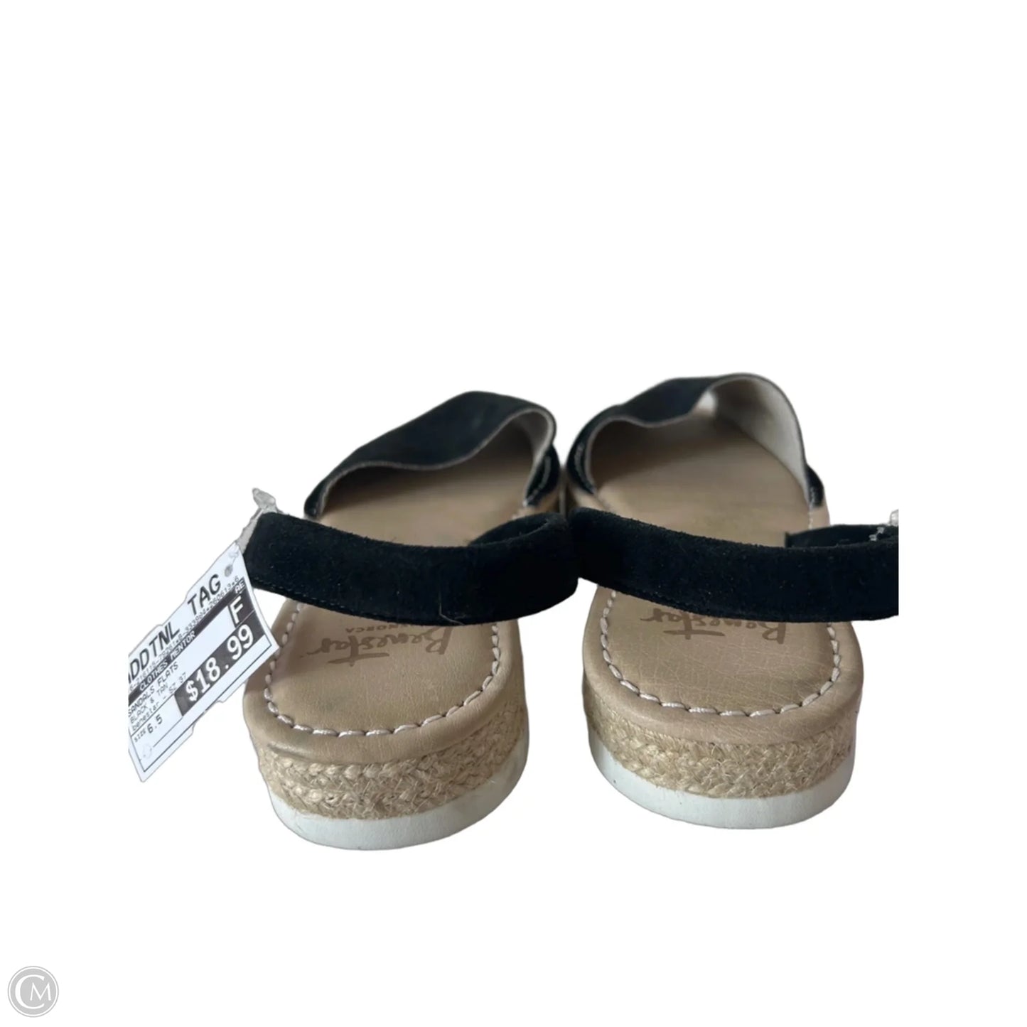 Sandals Flats By Clothes Mentor In Black & Tan, Size: 6.5