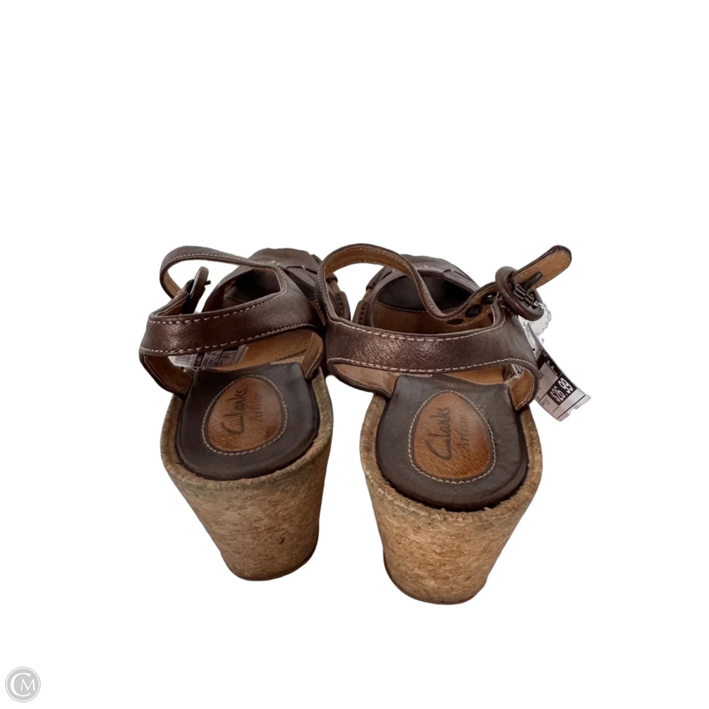 Sandals Heels Wedge By Clarks In Brown & Tan, Size: 7.5