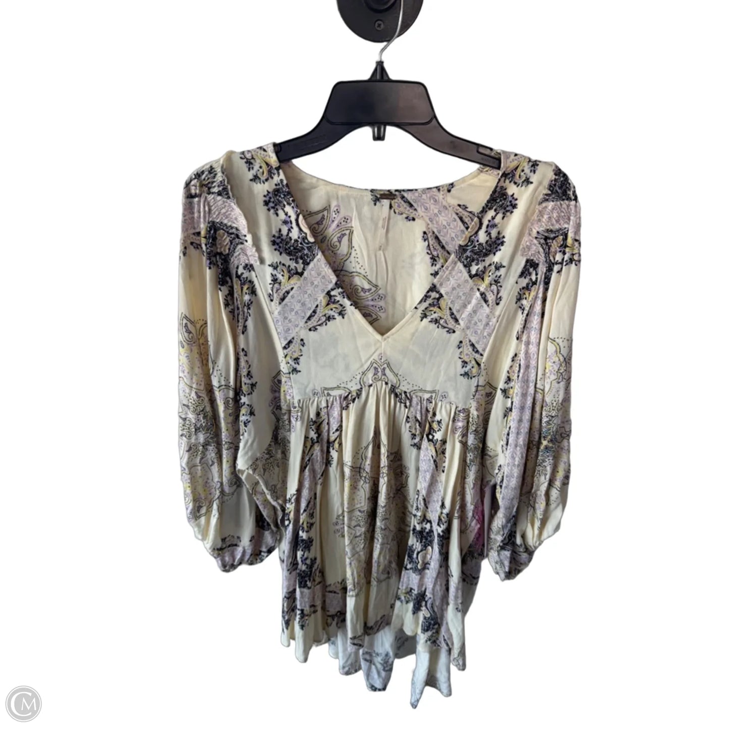 Tunic 3/4 Sleeve By Free People In Black & Cream, Size: M