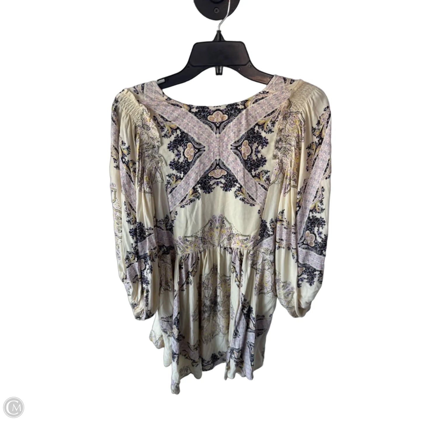 Tunic 3/4 Sleeve By Free People In Black & Cream, Size: M
