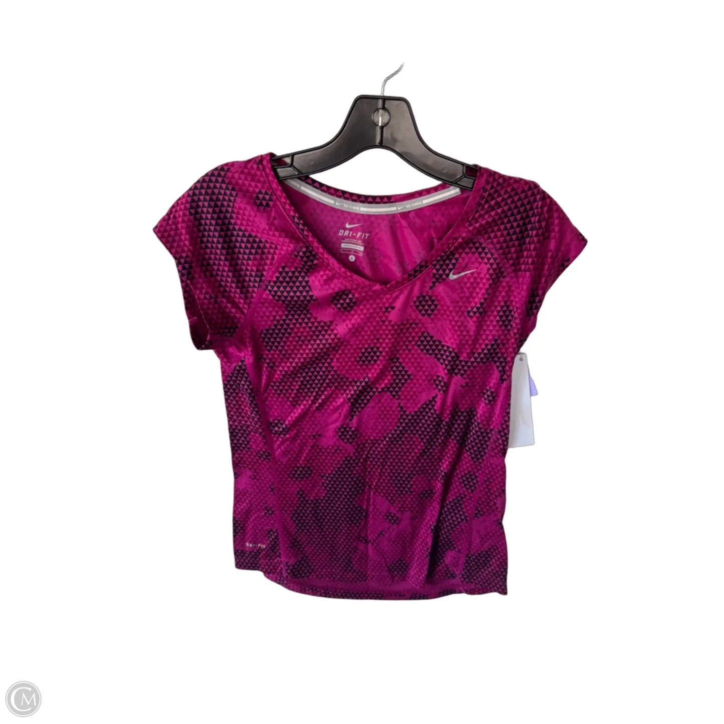 Athletic Top Short Sleeve By Nike In Black & Pink, Size: S