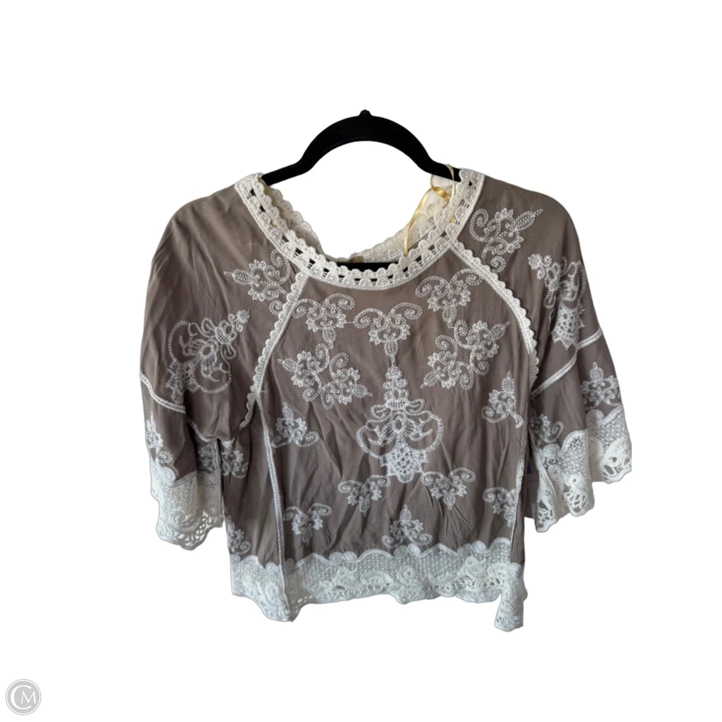 Top 3/4 Sleeve By Democracy In Brown & Cream, Size: Xs