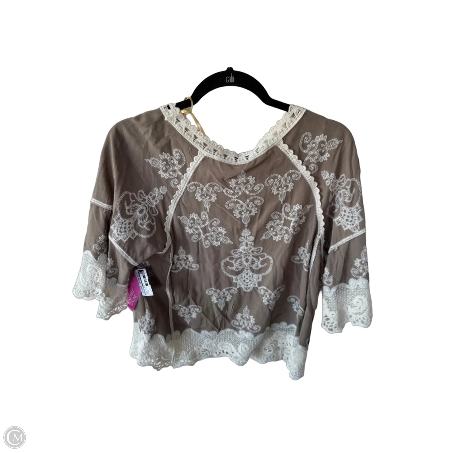 Top 3/4 Sleeve By Democracy In Brown & Cream, Size: Xs