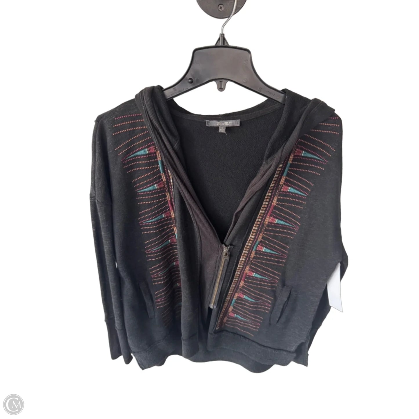 Sweatshirt Hoodie By Miss Me In Black & Tan, Size: S