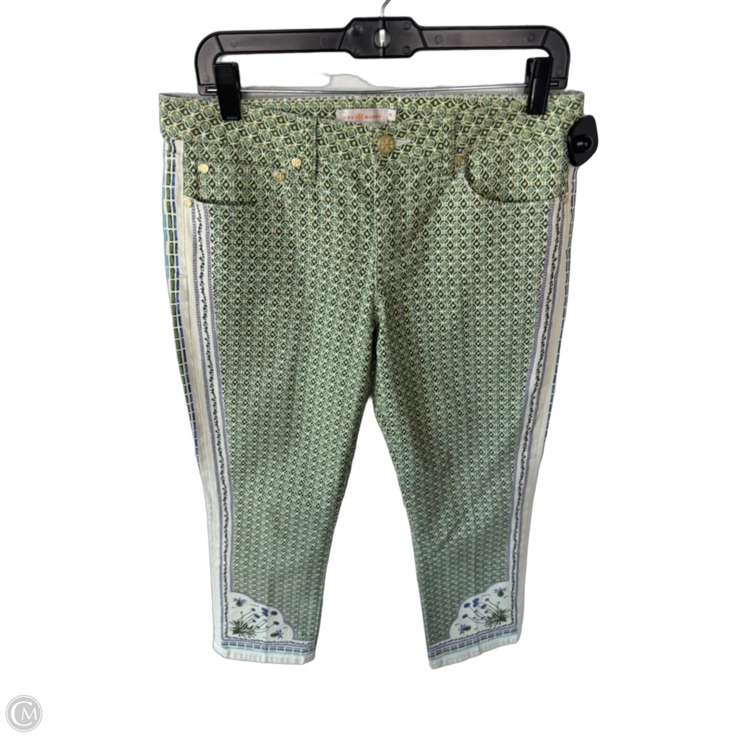 Pants Designer By Tory Burch In Cream & Green, Size: 10