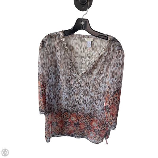 Top Long Sleeve By Chicos In Orange & Tan, Size: S
