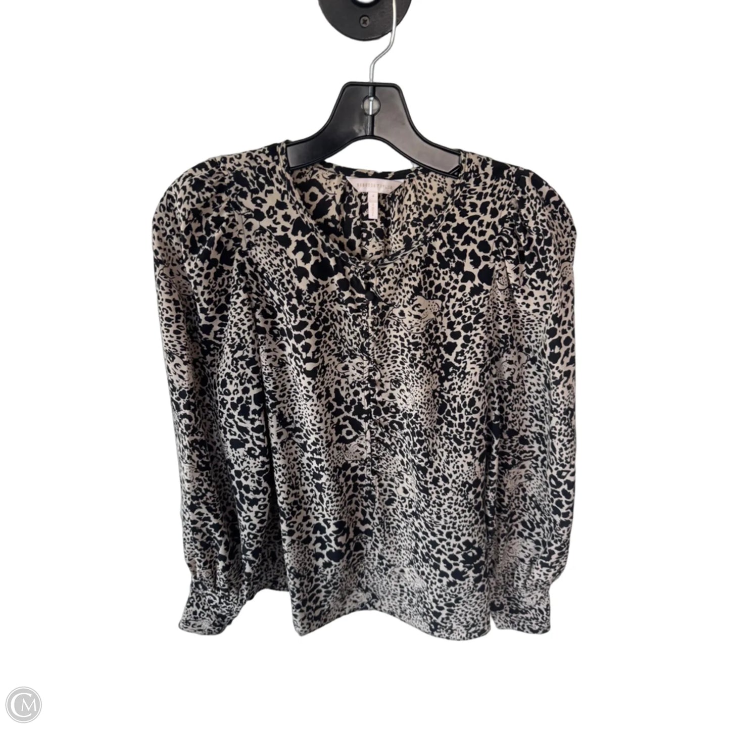 Top Long Sleeve By Rebecca Taylor In Black & Tan, Size: S