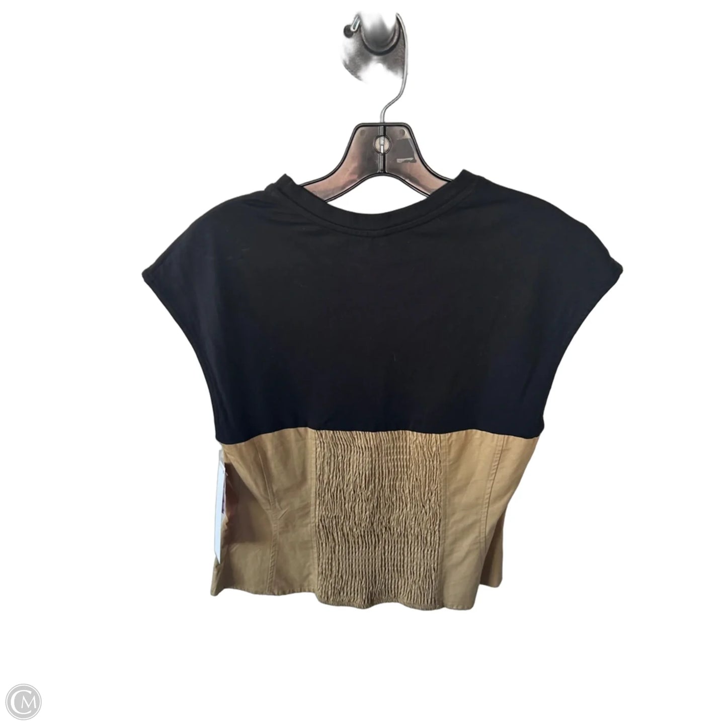 Top Short Sleeve By Anthropologie In Black & Tan, Size: M