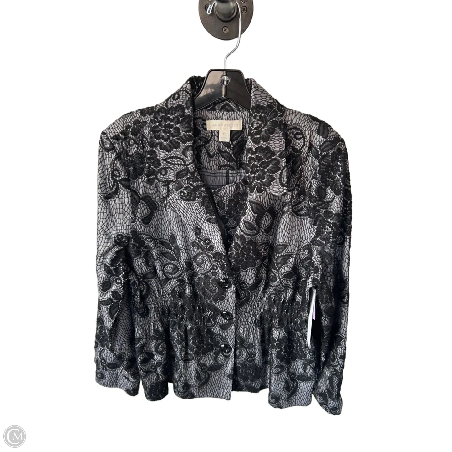 Blazer By Laura Ashley In Black & Silver, Size: Xl
