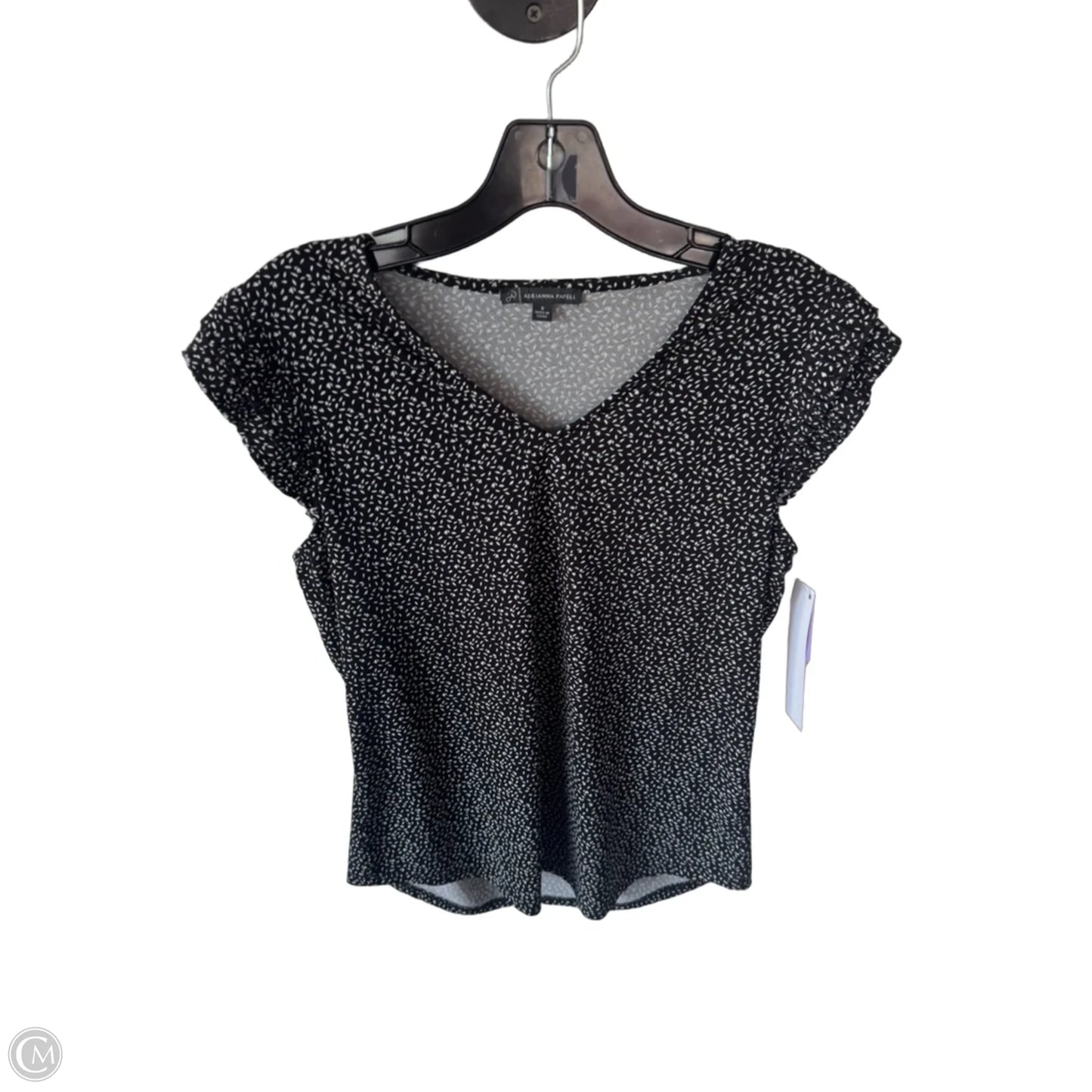 Top Short Sleeve By Adrianna Papell In Black & White, Size: S