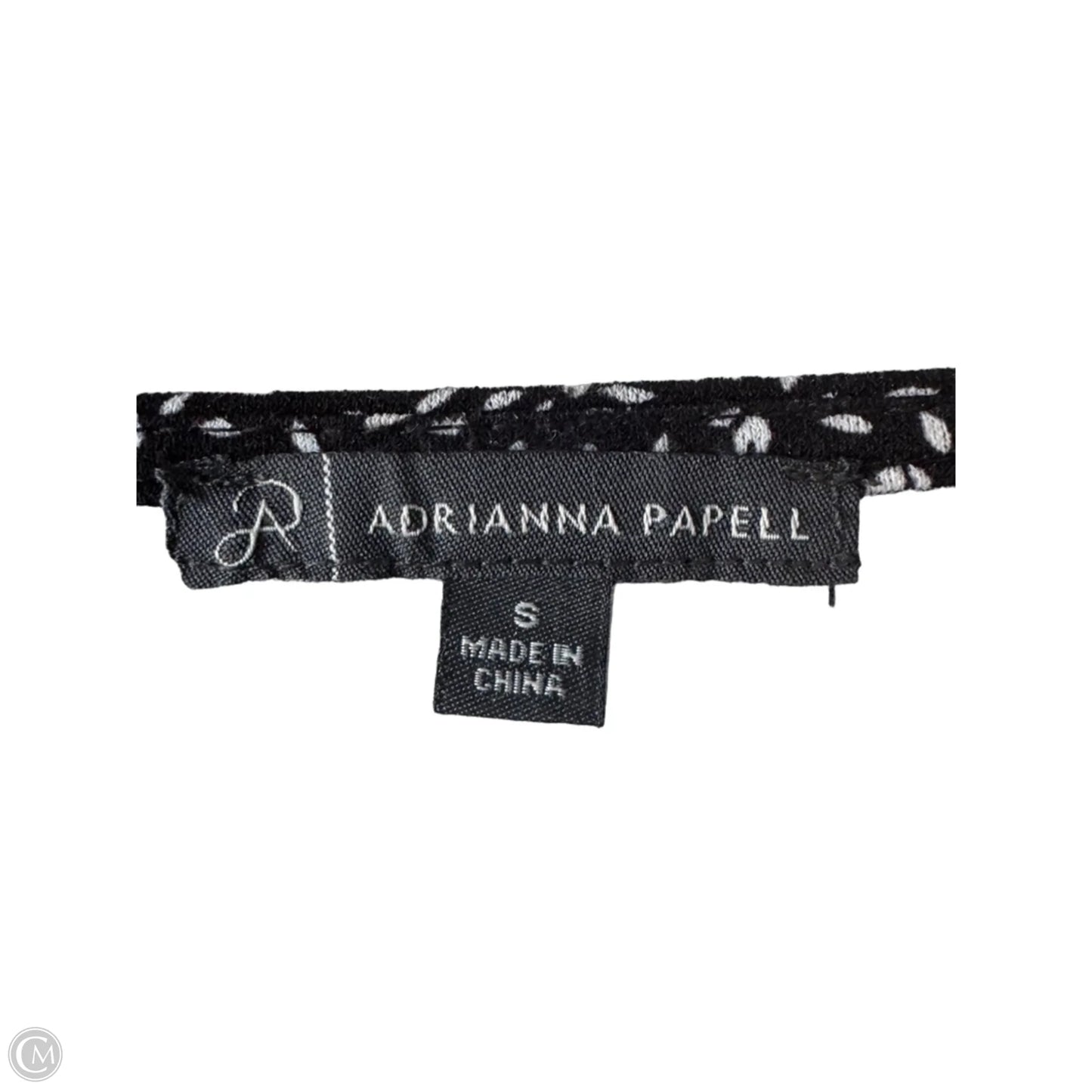 Top Short Sleeve By Adrianna Papell In Black & White, Size: S