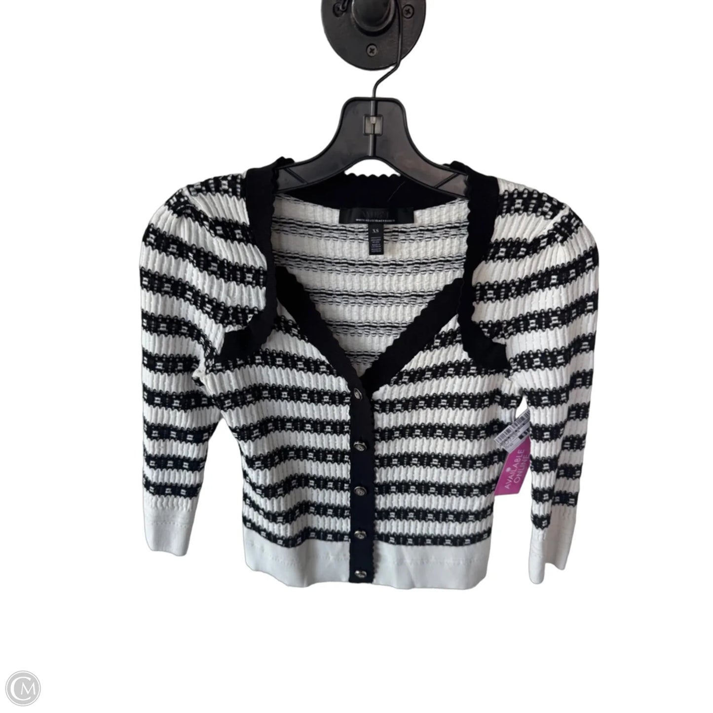 Top 3/4 Sleeve By White House Black Market In Black & White, Size: Xs
