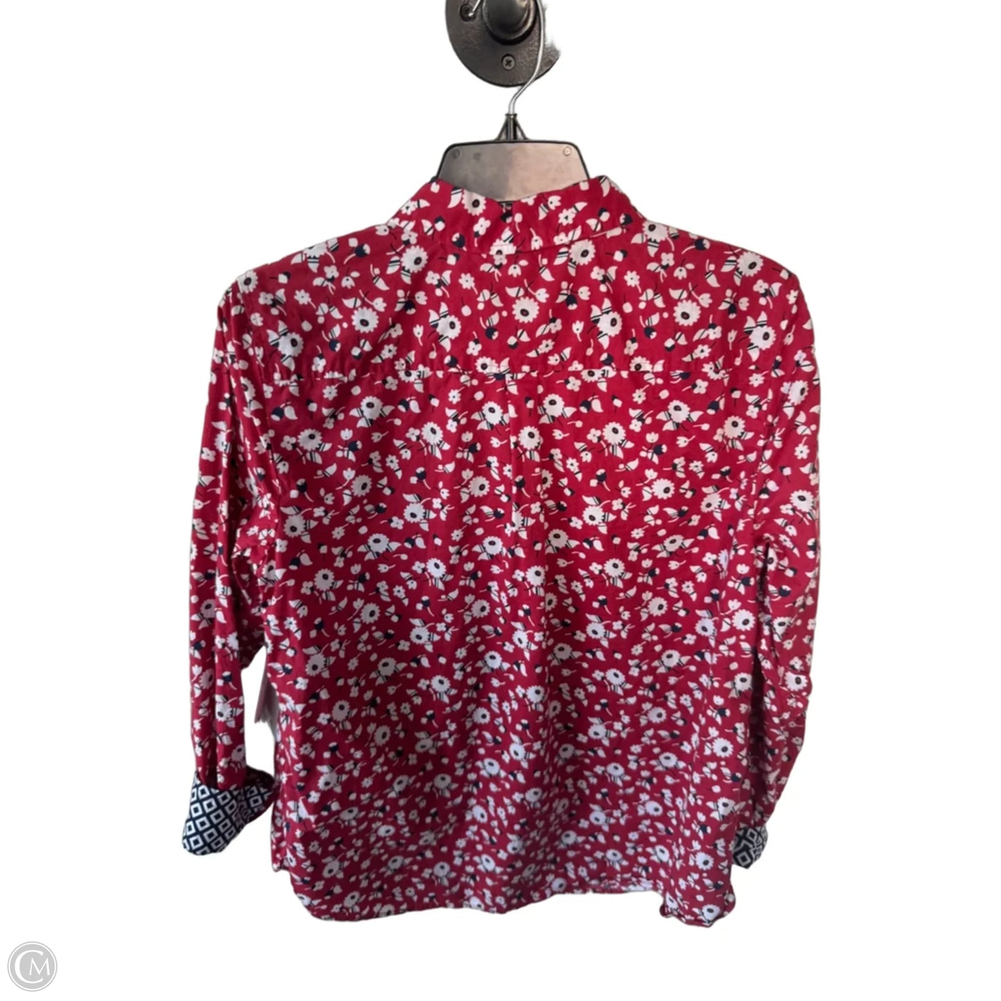 Top Long Sleeve By Talbots In Blue & Red & White, Size: L