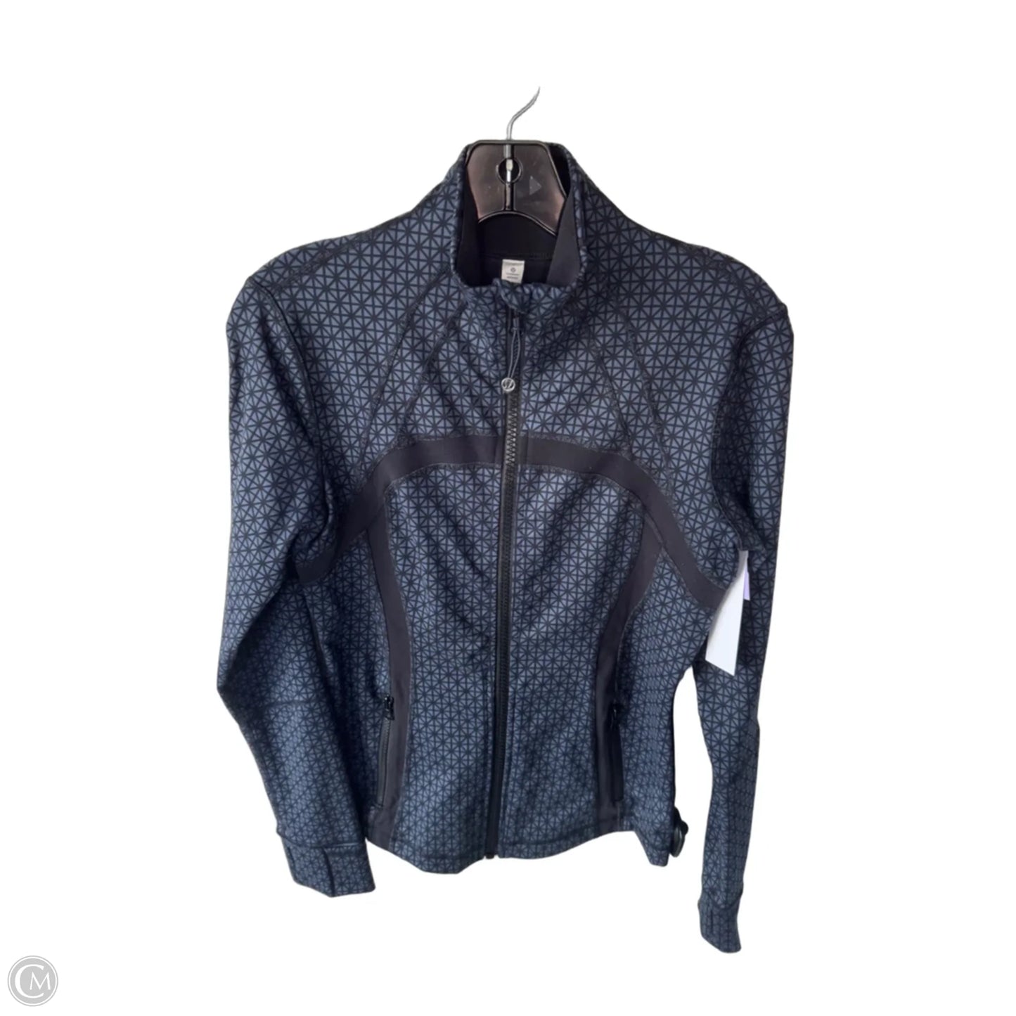 Athletic Jacket By Lululemon In Black & Blue, Size: M