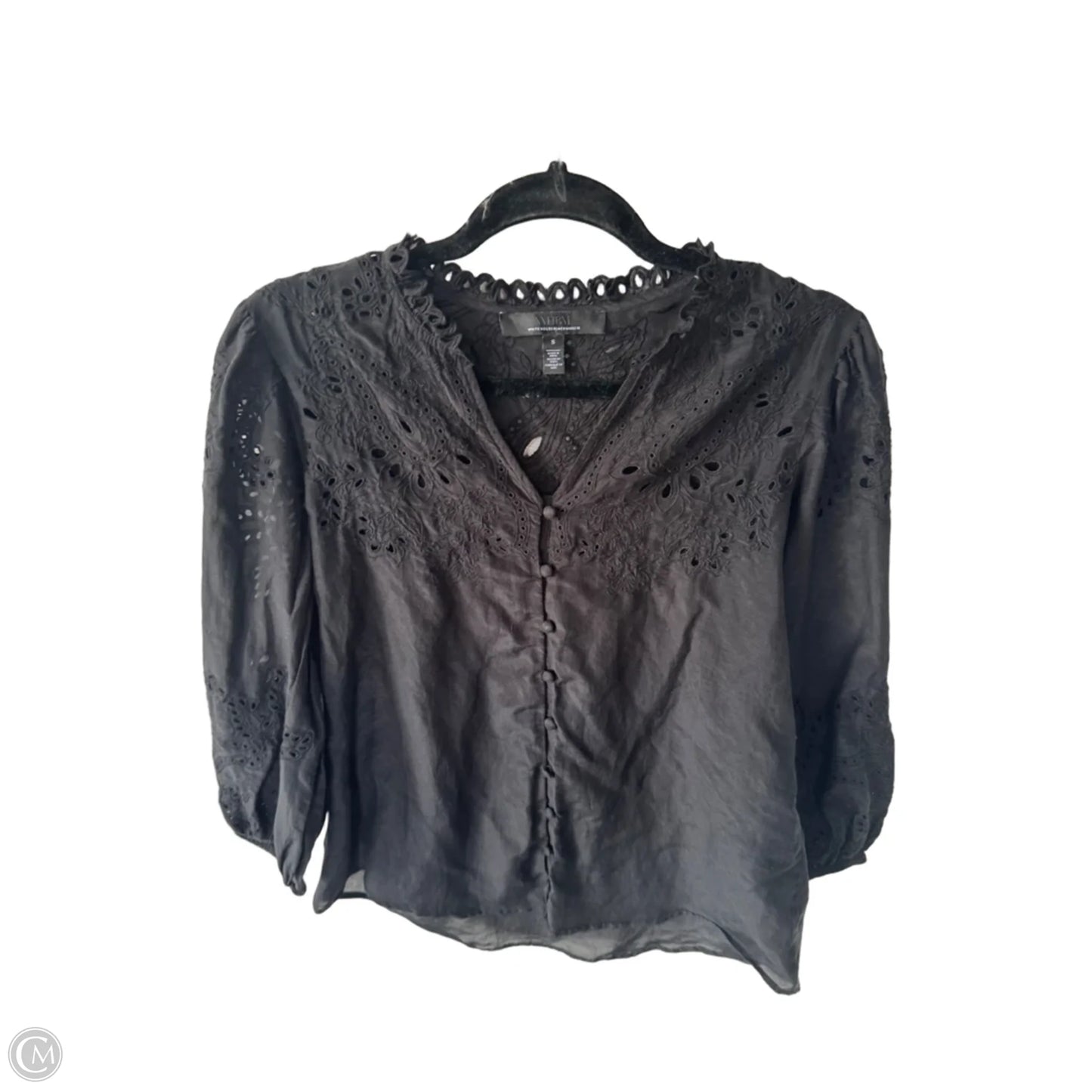 Top 3/4 Sleeve By White House Black Market In Black, Size: S
