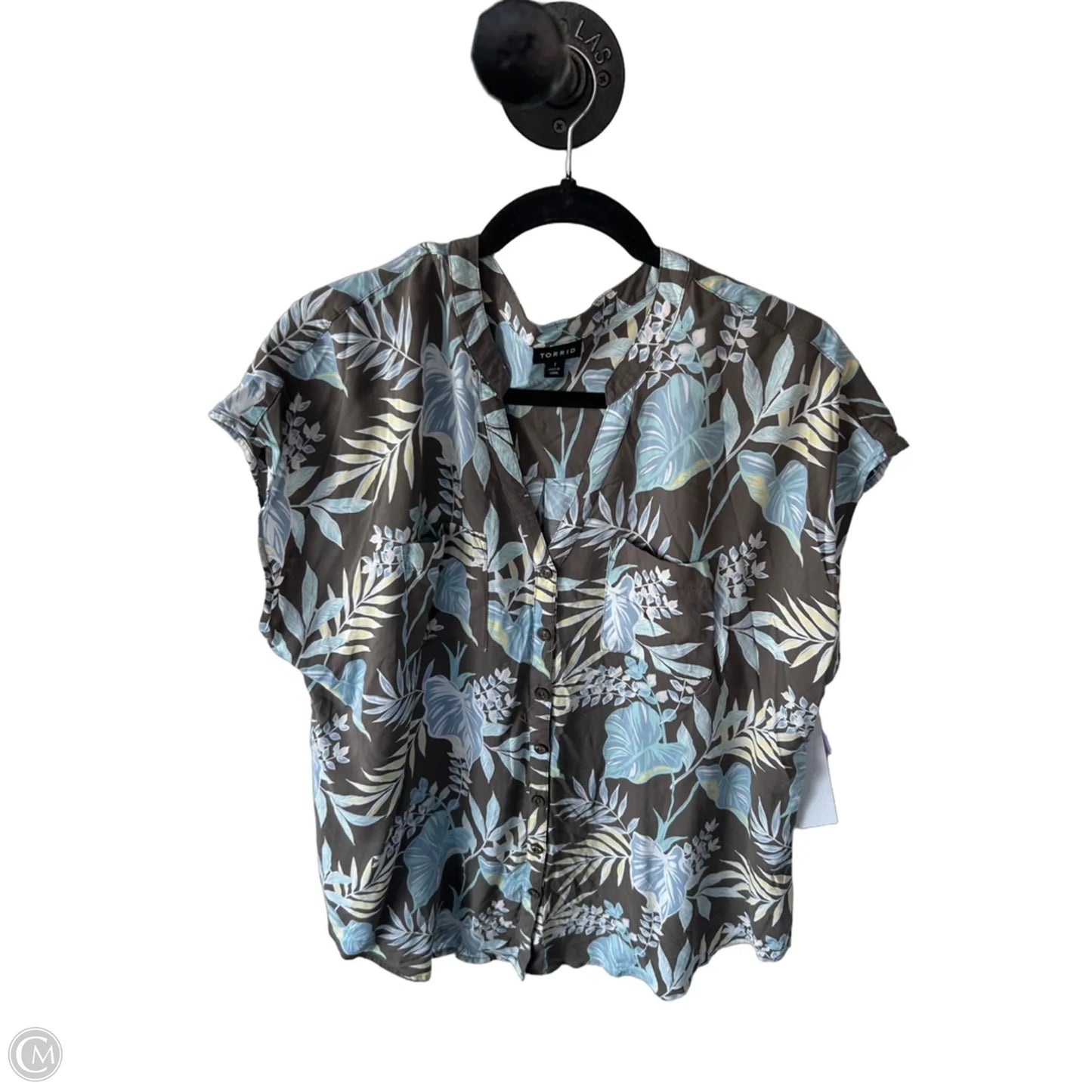 Top Short Sleeve By Torrid In Blue & Brown, Size: 1x