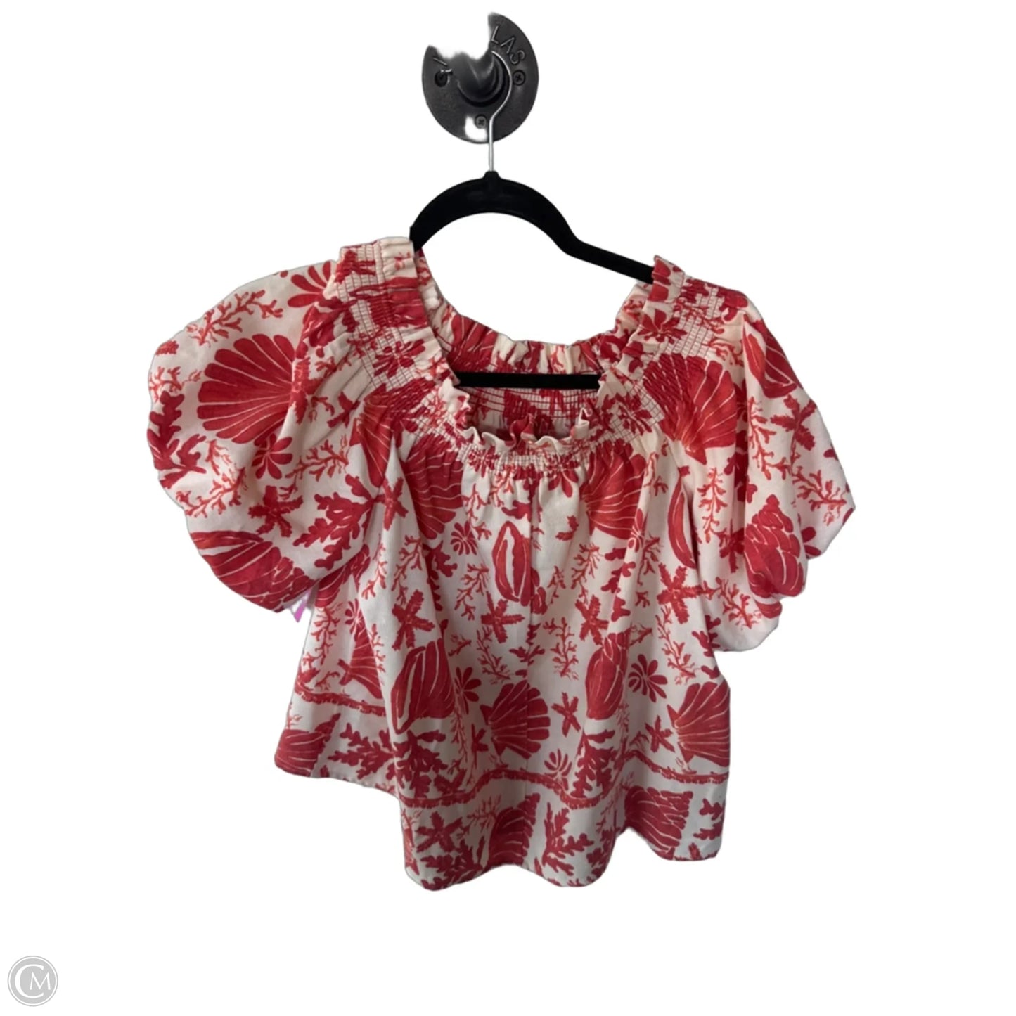 Top Short Sleeve By Cece In Orange & Tan, Size: M