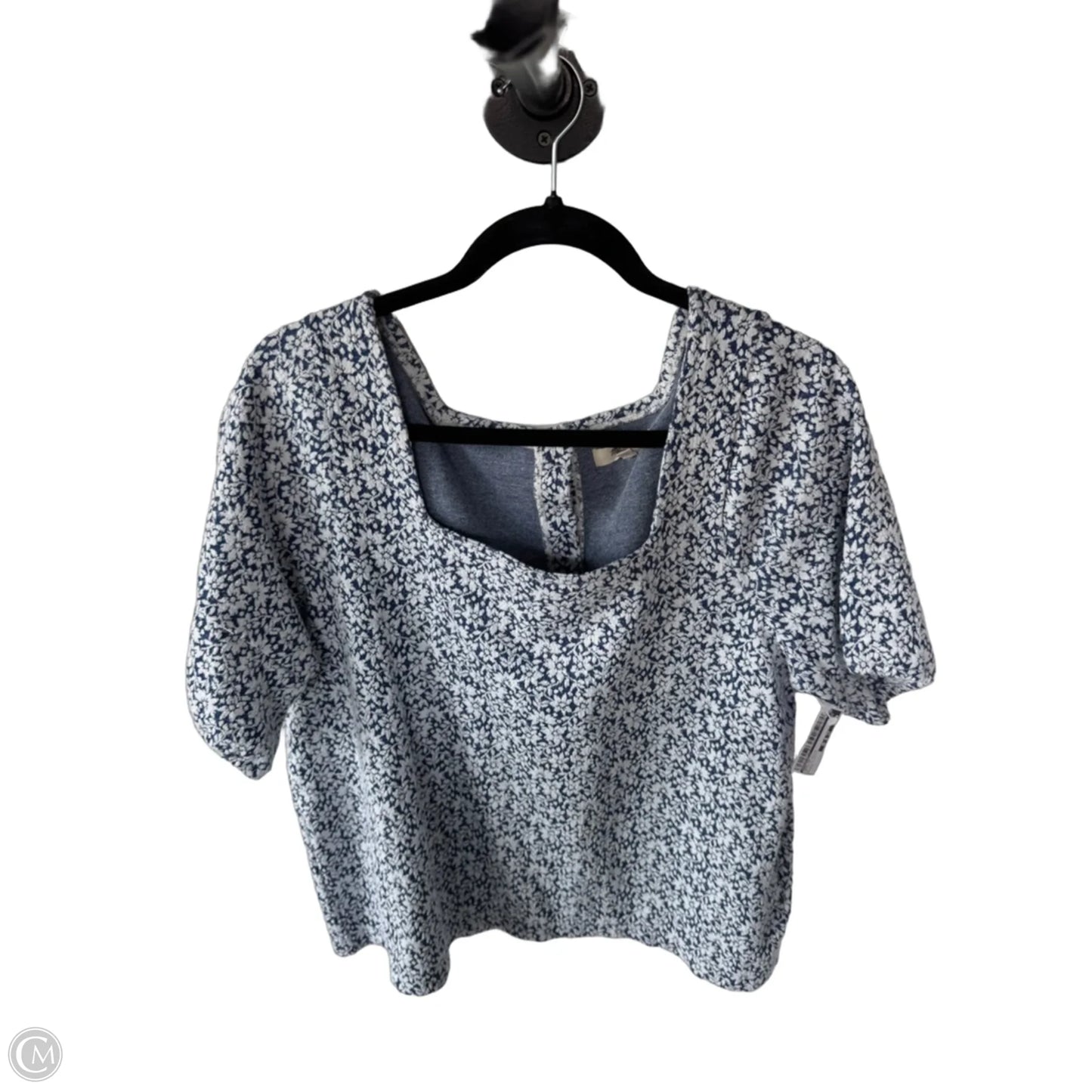 Top Short Sleeve By Madewell In Blue & White, Size: L