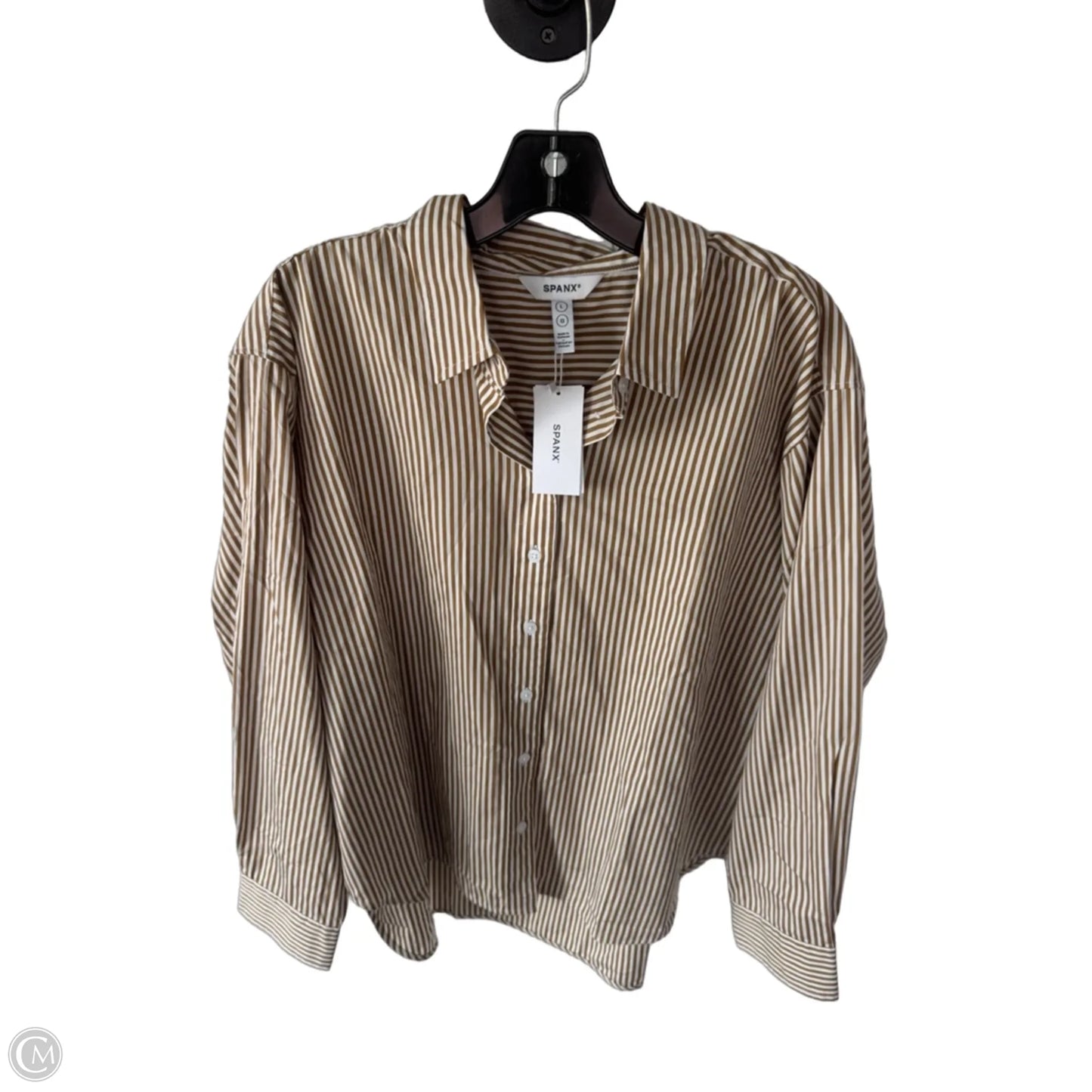 Top Long Sleeve By Spanx In Brown & White, Size: L
