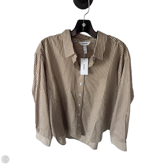 Top Long Sleeve By Spanx In Brown & White, Size: L