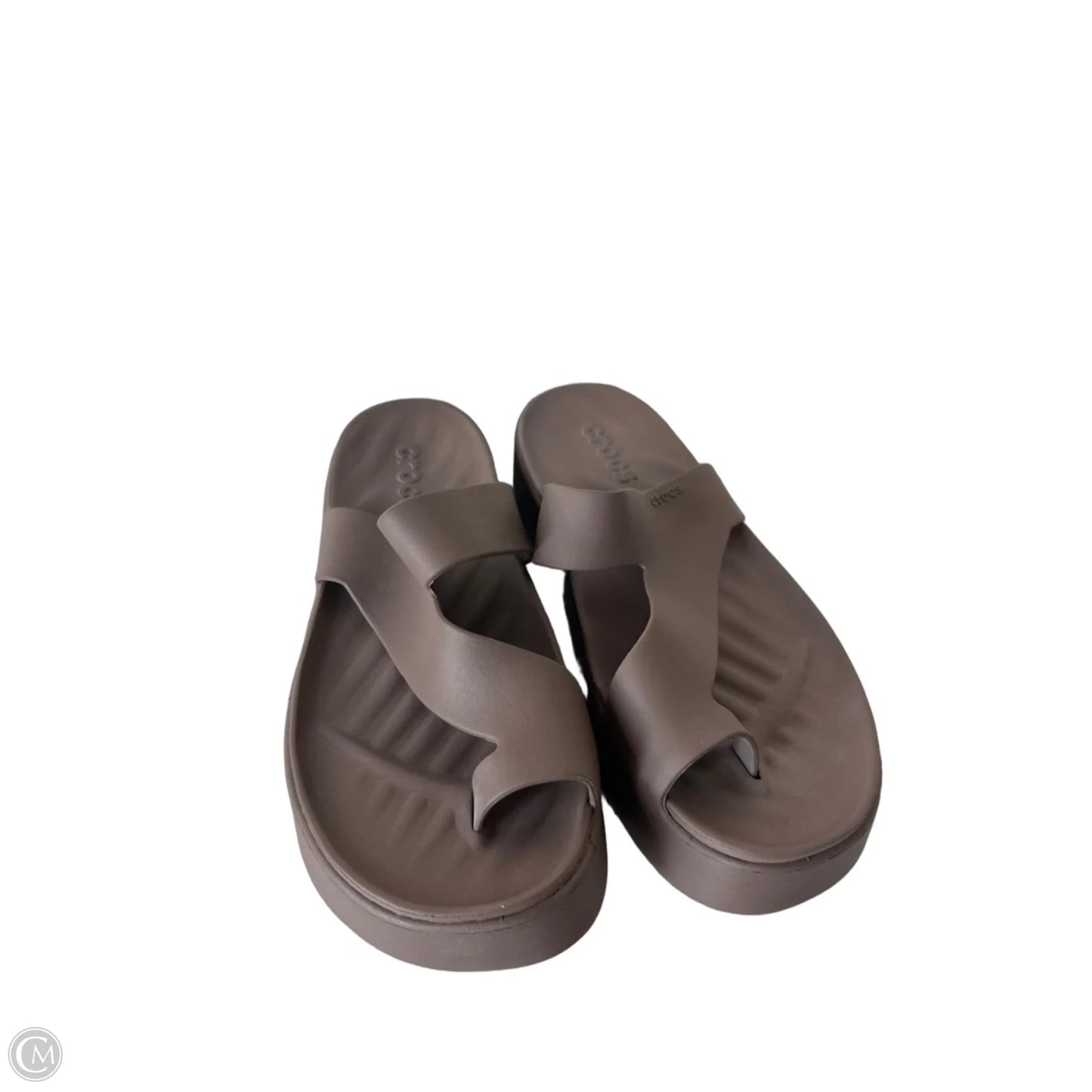 Sandals Flip Flops By Crocs In Brown, Size: 7