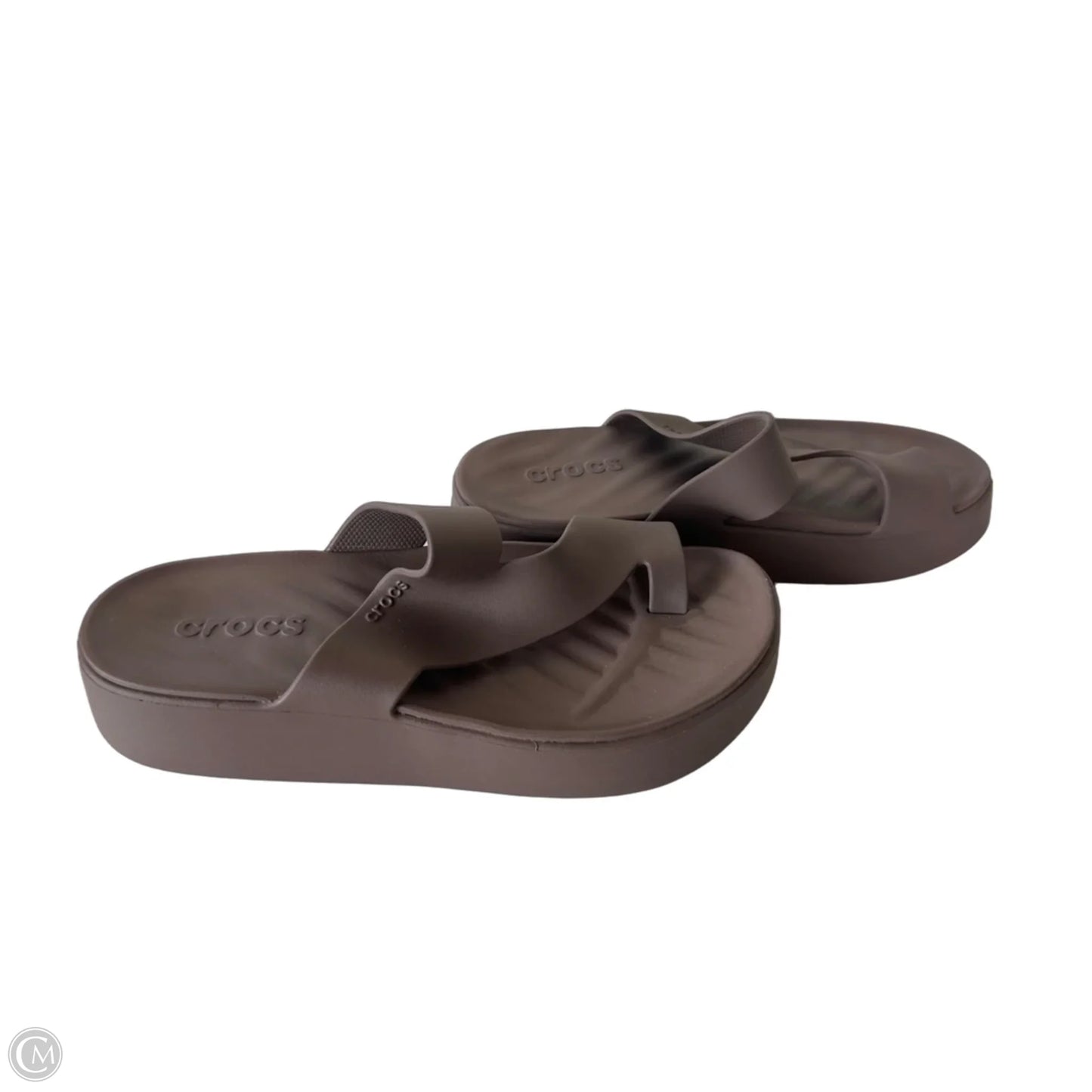 Sandals Flip Flops By Crocs In Brown, Size: 7