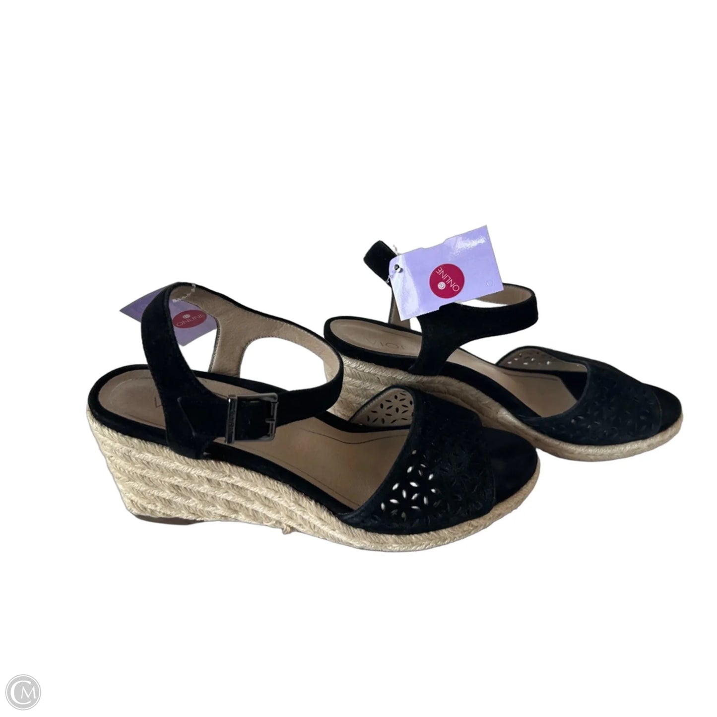 Sandals Heels Wedge By Vionic In Black & Tan, Size: 7.5