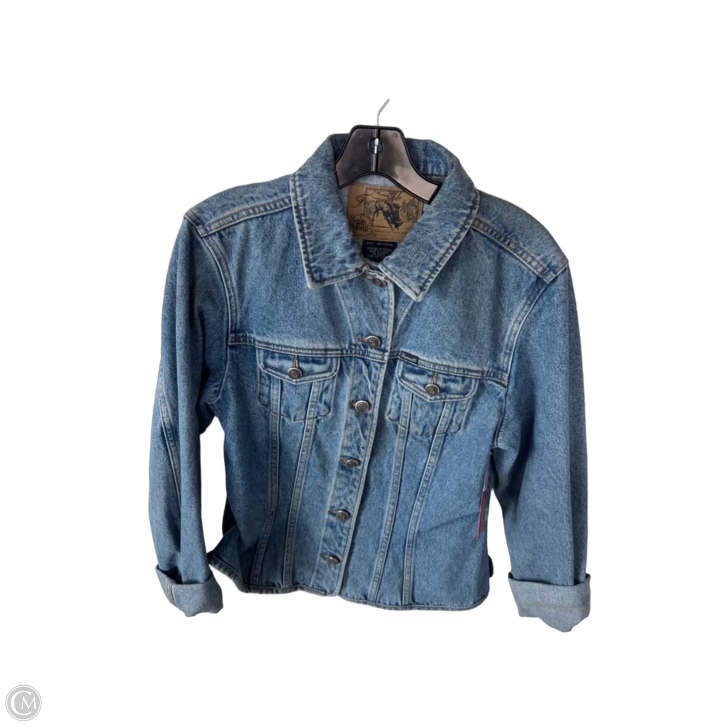 Jacket Designer By Facconnable In Blue Denim, Size: L