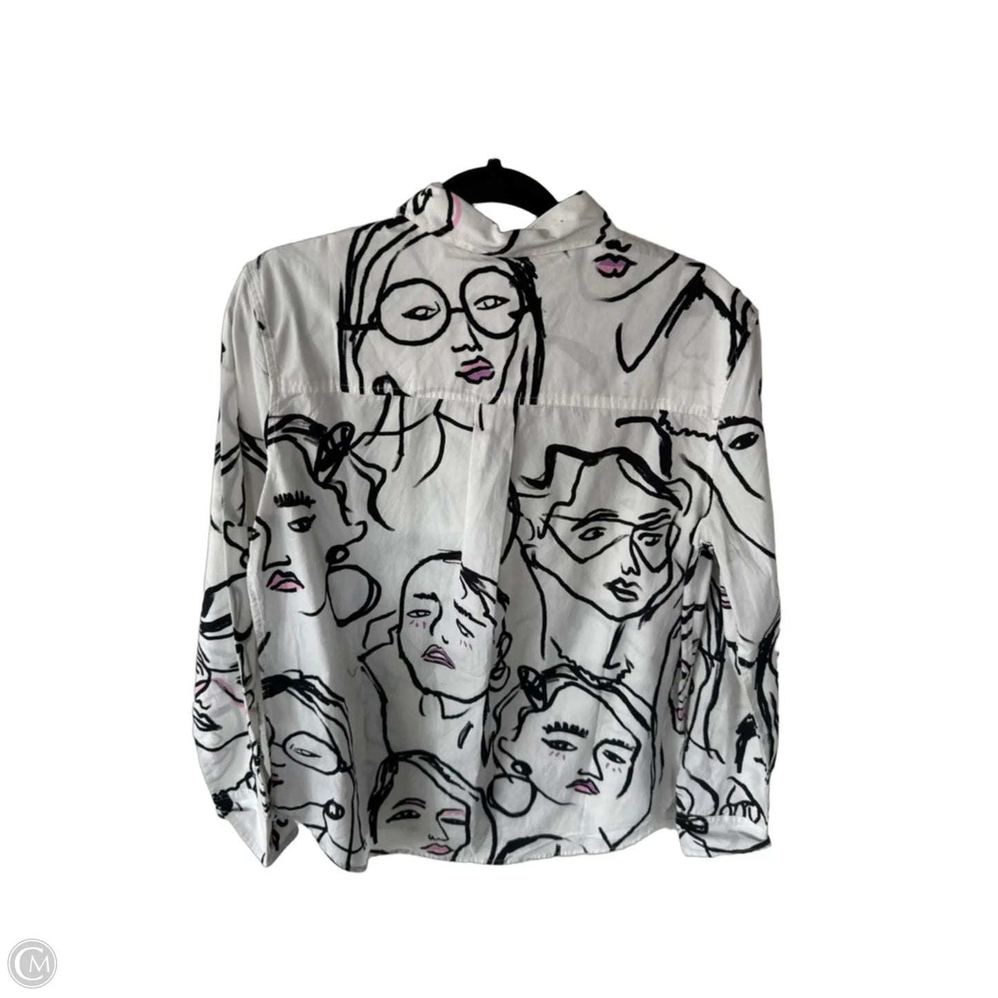 Top Long Sleeve By Desigual In Black & White, Size: M