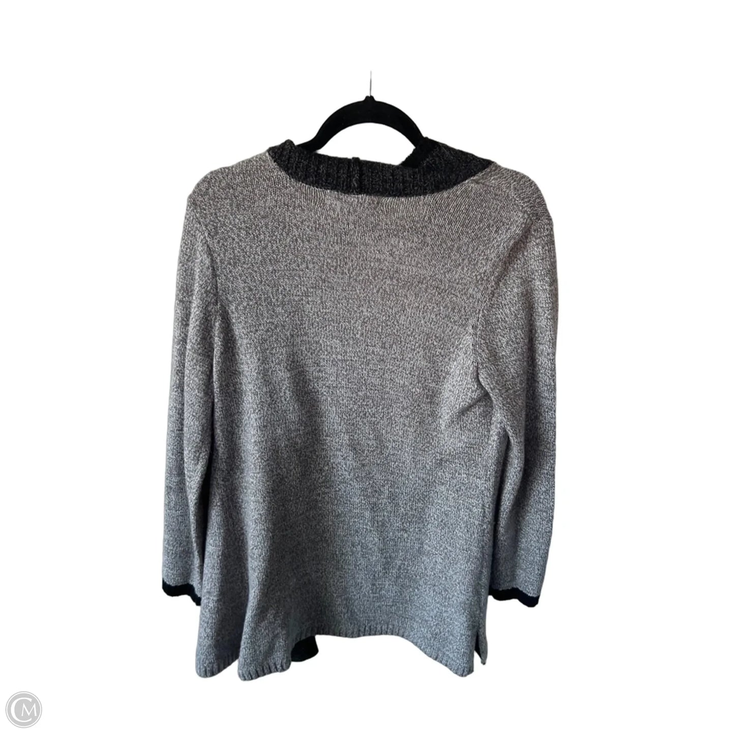 Sweater Cardigan By Karen Scott In Black & Grey, Size: M