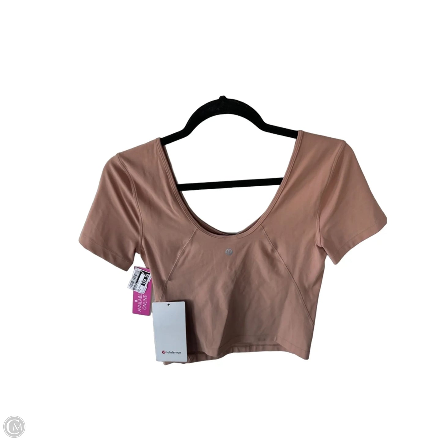 Athletic Top Short Sleeve By Lululemon In Tan, Size: S