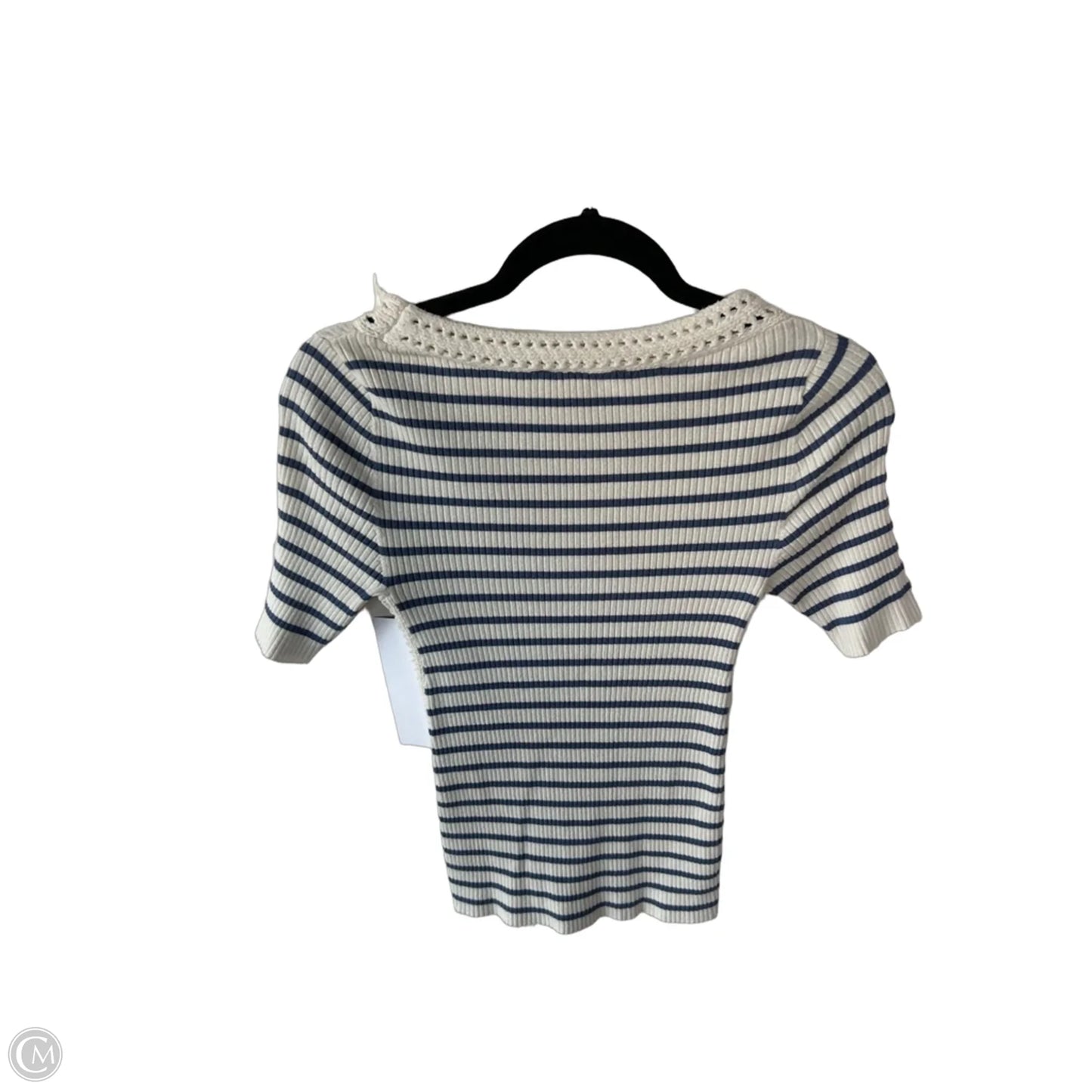Sweater Short Sleeve By Loft In Blue & White, Size: S