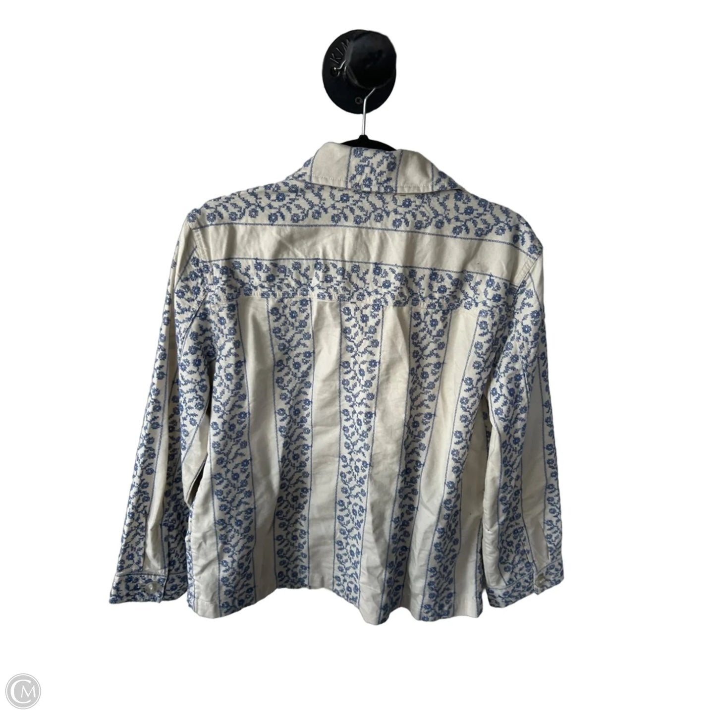 Jacket Shirt By Loft In Blue & Cream, Size: S