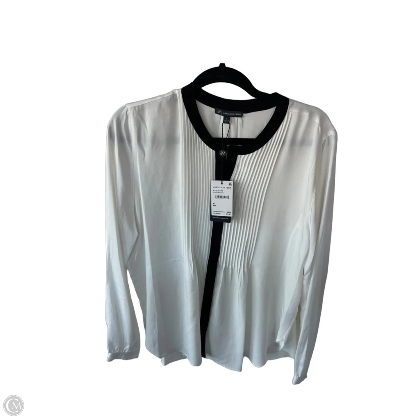 Top Long Sleeve By Adrianna Papell In Black & White, Size: M