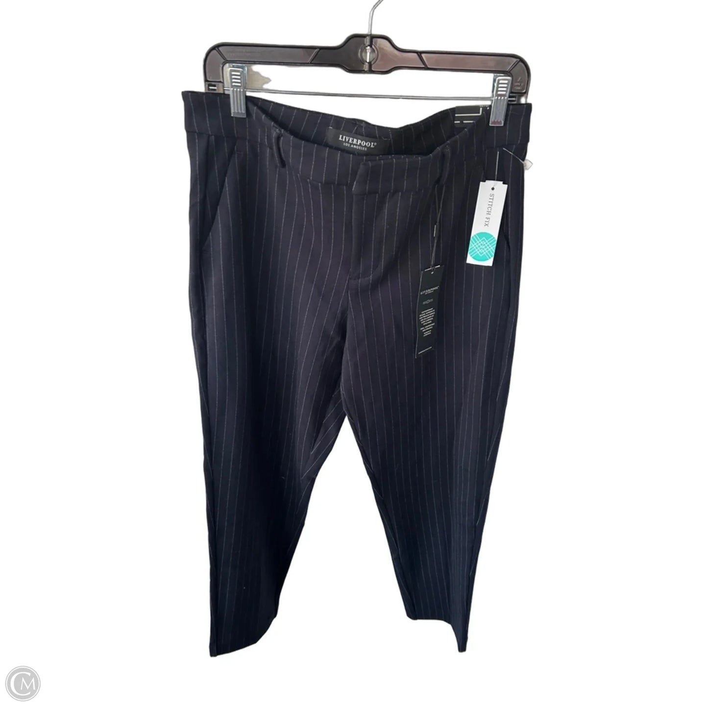 Pants Dress By Liverpool In Blue & White, Size: 10
