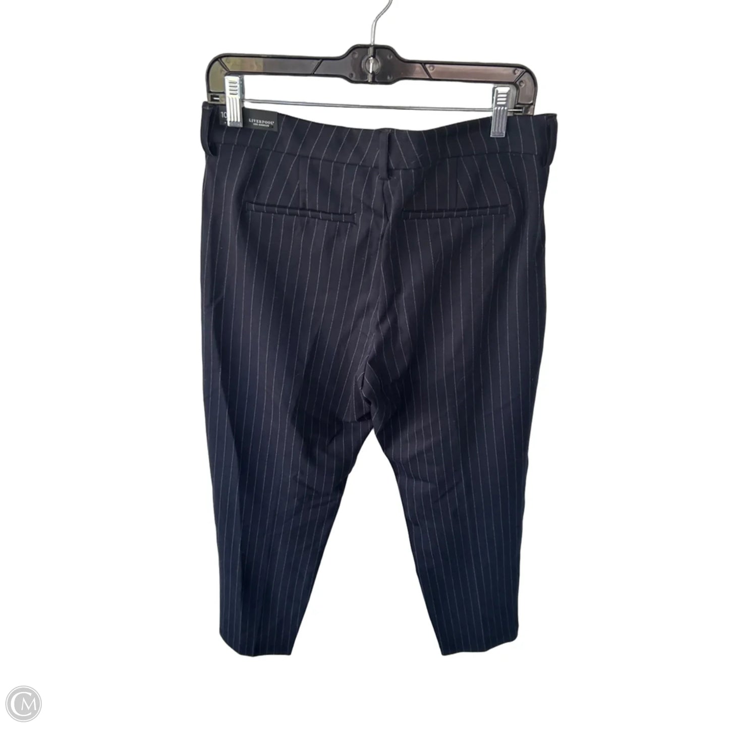 Pants Dress By Liverpool In Blue & White, Size: 10