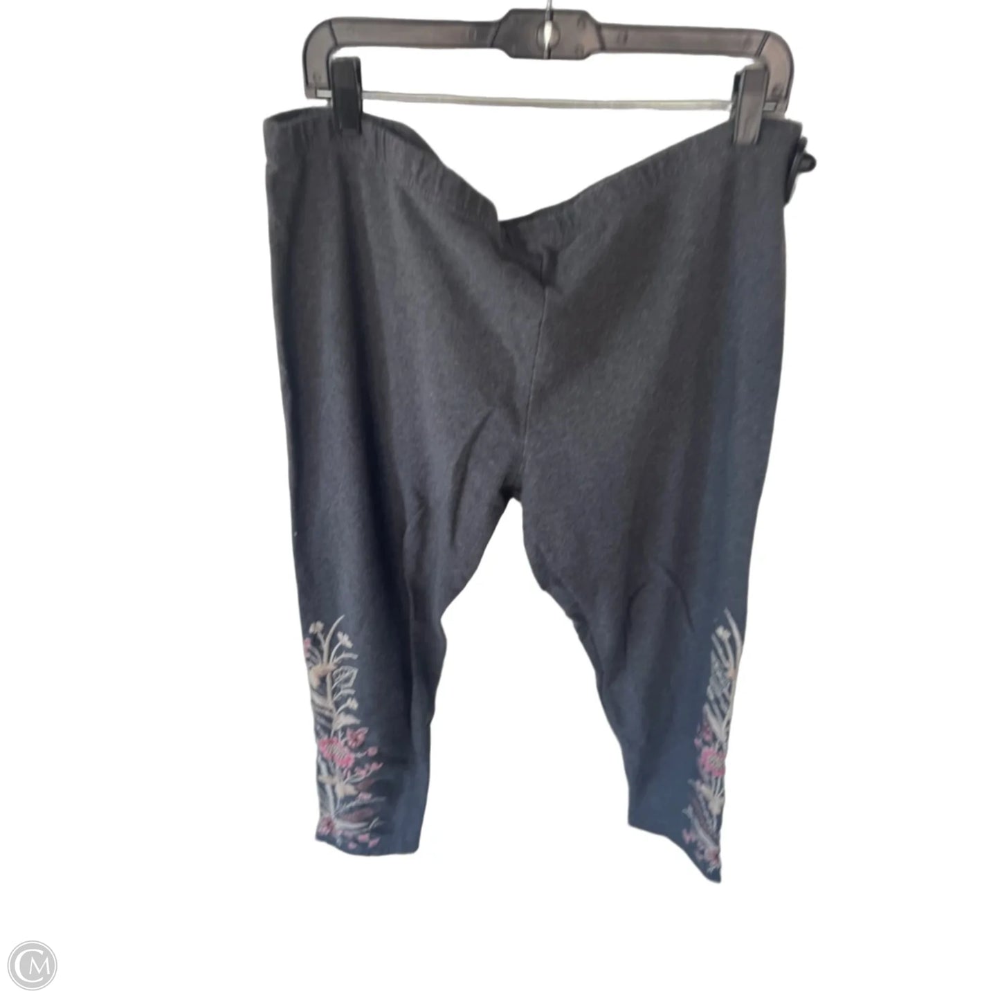 Pants Designer By Johnny Was In Grey & Pink, Size: Xxl