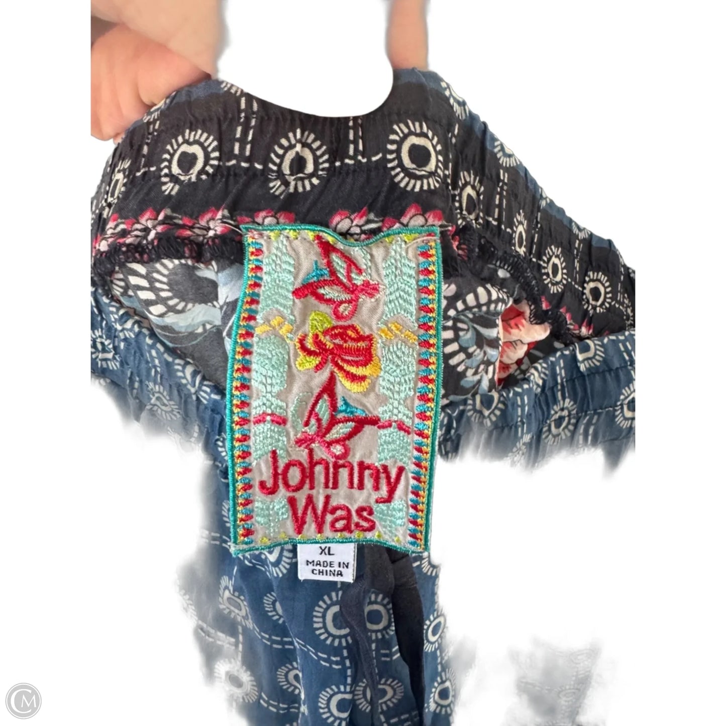 Pants Designer By Johnny Was In Black & Blue, Size: Xl