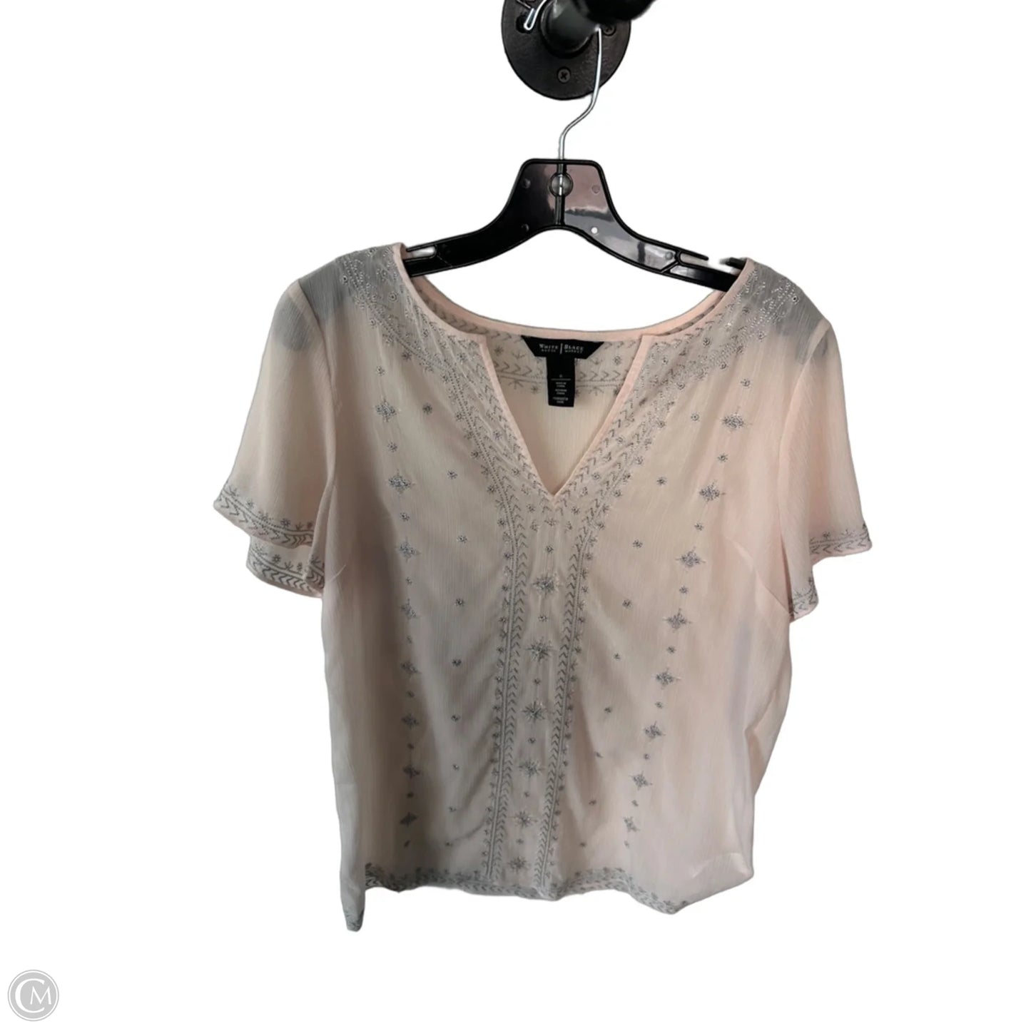 Top Short Sleeve By White House Black Market In Pink & Silver, Size: S