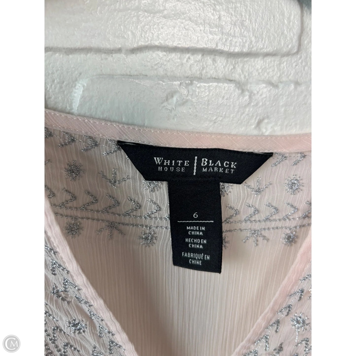 Top Short Sleeve By White House Black Market In Pink & Silver, Size: S