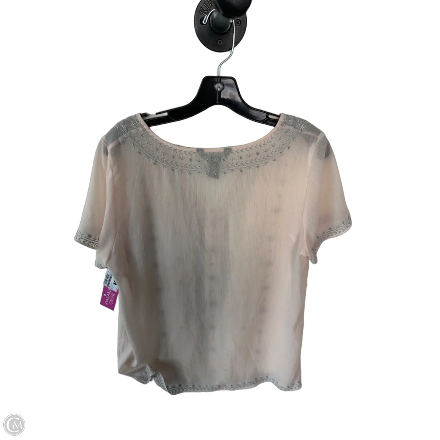 Top Short Sleeve By White House Black Market In Pink & Silver, Size: S