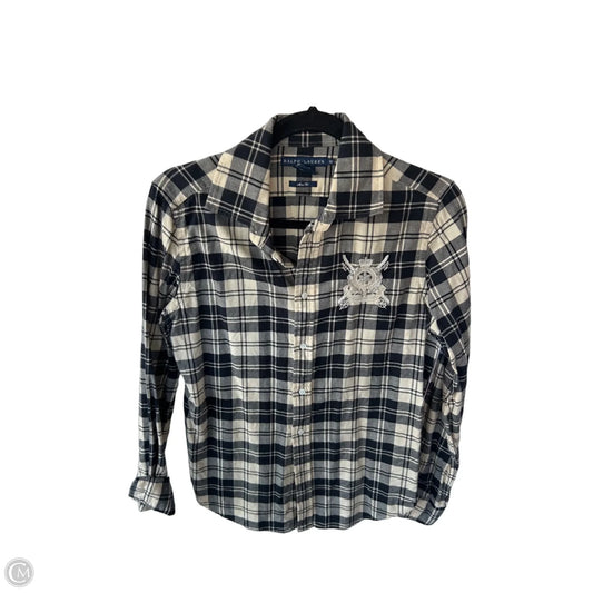 Top Long Sleeve By Ralph Lauren Blue Label In Black & Tan, Size: L