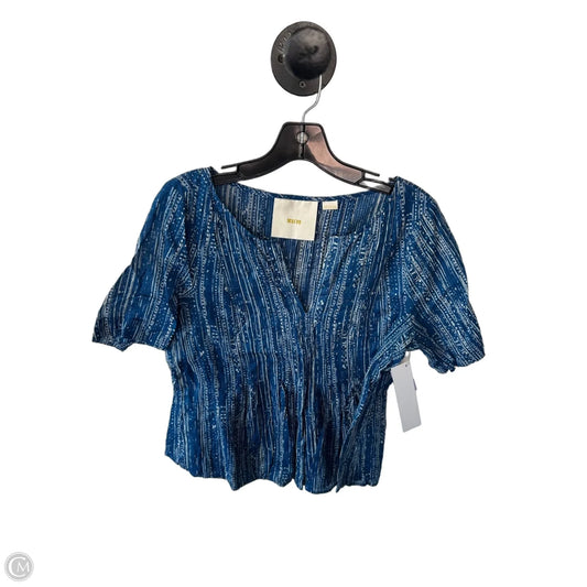 Top Short Sleeve By Maeve In Blue & White, Size: M