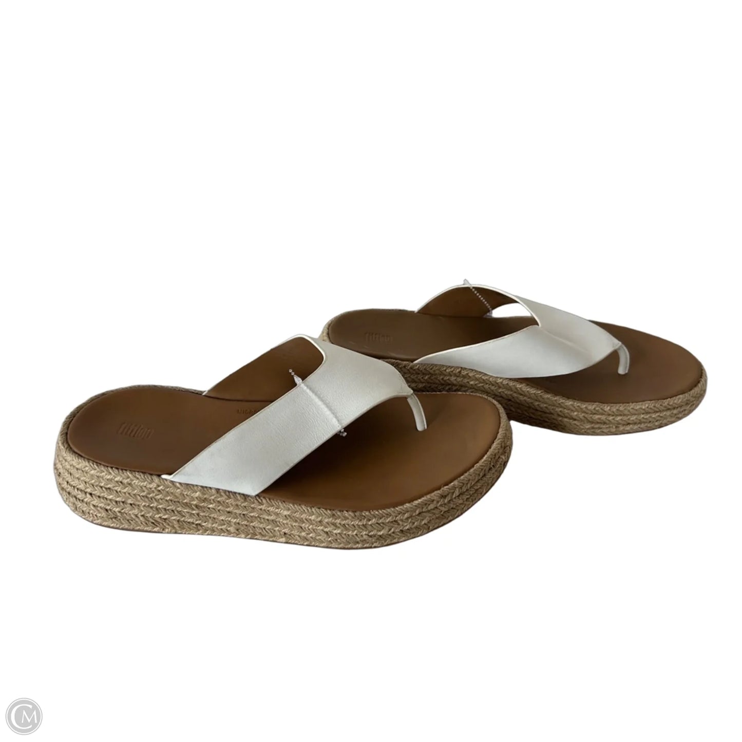 Sandals Flip Flops By Fitflop In Tan & White, Size: 9