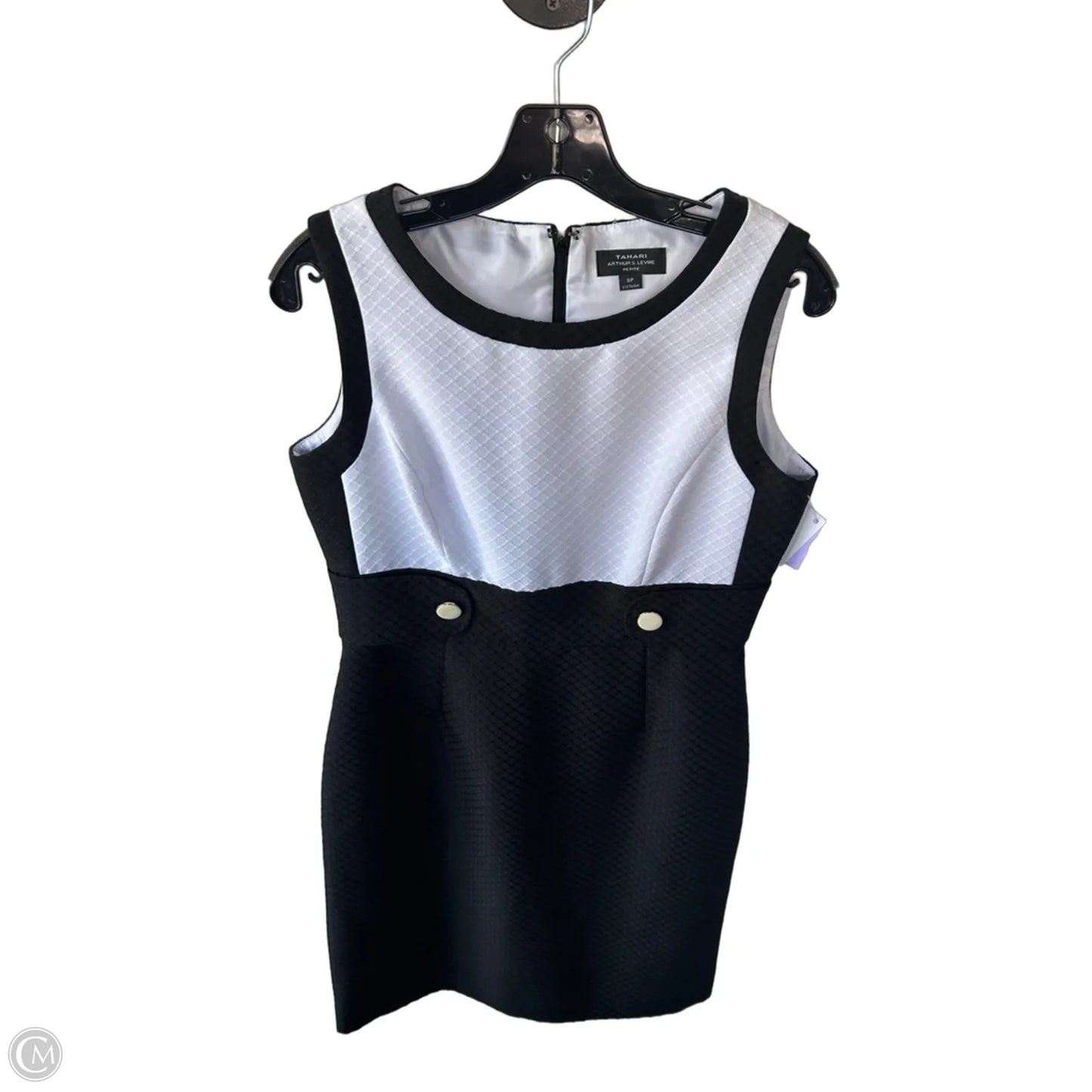 Dress Work By Tahari By Arthur Levine In Black & White, Size: Mp