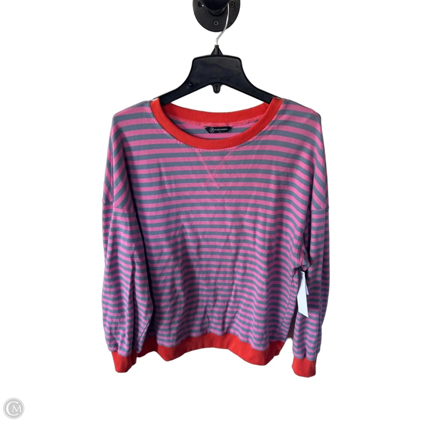Sweatshirt Crewneck By Prettygarden In Grey & Pink, Size: L